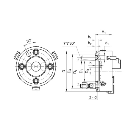 Патрон токарный 200-ПТ 3-x кулачковый (7100-0031П) К11/С5 с обратными кулачками Beltools