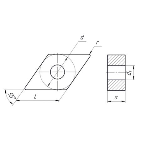 Пластина сменная ромбическая DNMA 150608 KC20D «Русский Инструмент» (РИ)