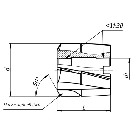 Зенкер насадной 34,6 ВК8 L=45мм dпос=16мм ГОСТ 3231-71 ХЗТМ им. Малышева