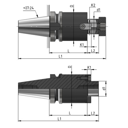 Оправка для фрез насадных торцевых 7:24 BT30-d22 BT30-FMB22-60 биение ≤0.003 Beltools