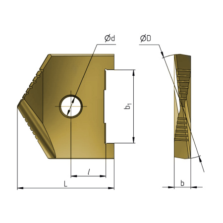 Сверло перовое (пластина) 27 Р6М5 по металлу TiN 2000-1205 ГОСТ 25526-82 Beltools