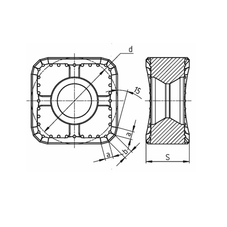Пластина сменная квадратная SNHU 120508-MW PP25CT «Русский Инструмент» (РИ)