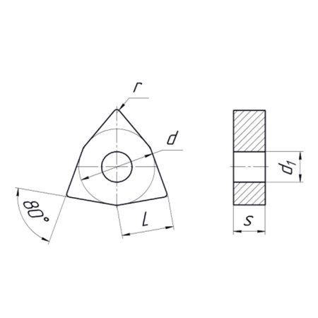 Пластина сменная шестигранная WNMG 080412 KC20D "ломаный треугольник" «Русский Инструмент» (РИ)