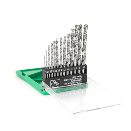 Набор сверл ф 1,5-6,5мм А1 Р6М5 13шт (шаг 0,5 плюс 3,2; 4,8 мм) в пластмассовом футляре Beltools