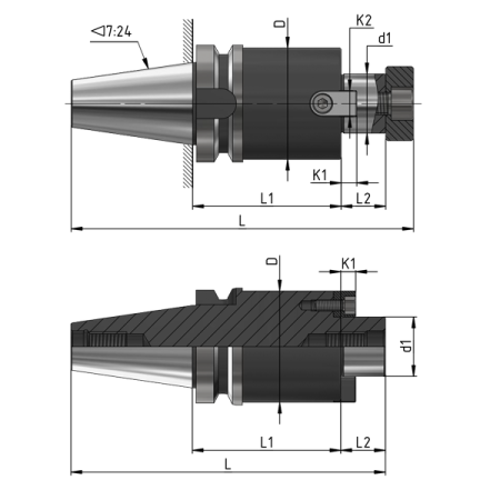 Оправка для фрез насадных торцевых 7:24 BT30-d22 BT30-FMB22-60 биение ≤0.003 Beltools