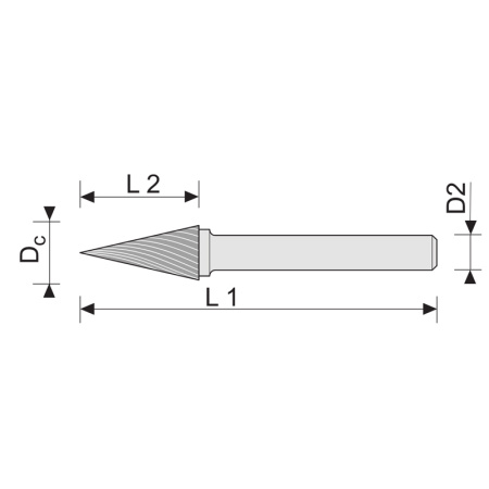 Борфреза коническая (M) 12 твердосплавная ВК8 dхв-ка=6 мм Х-образная насечка Beltools