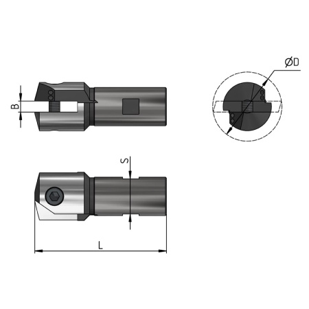 Оголовок к сборной оправке для перовых сверл 40-50 СОЖ ADMS200-R040050.02.C «Русский Инструмент» (РИ)