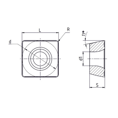 Пластина сменная квадратная SPMT 09T308-RR PC25 «Русский Инструмент» (РИ)