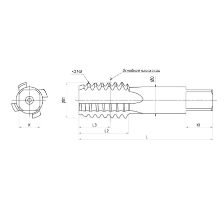 Метчик конический 3/4'' 14 ниток К(NPT) машинно-ручной Р6М5 исп1 Beltools